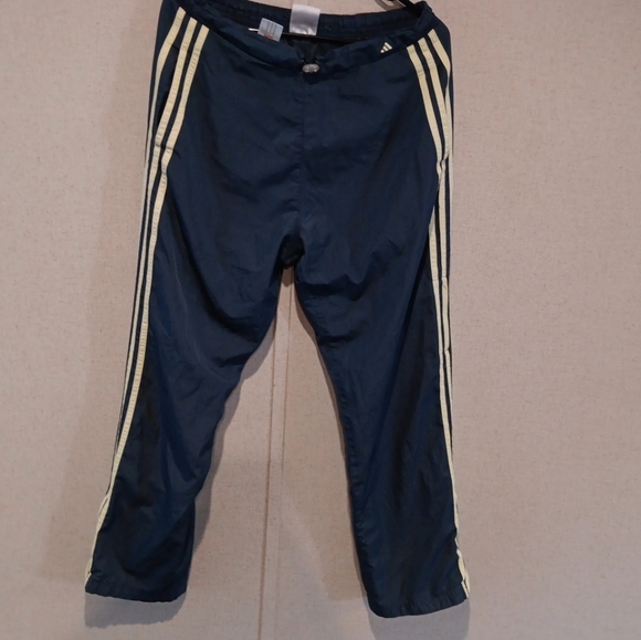 Vtg 90s Adidas Joggers Track Pants Women Size L Grey  Three Stripes Green - Picture 2 of 5